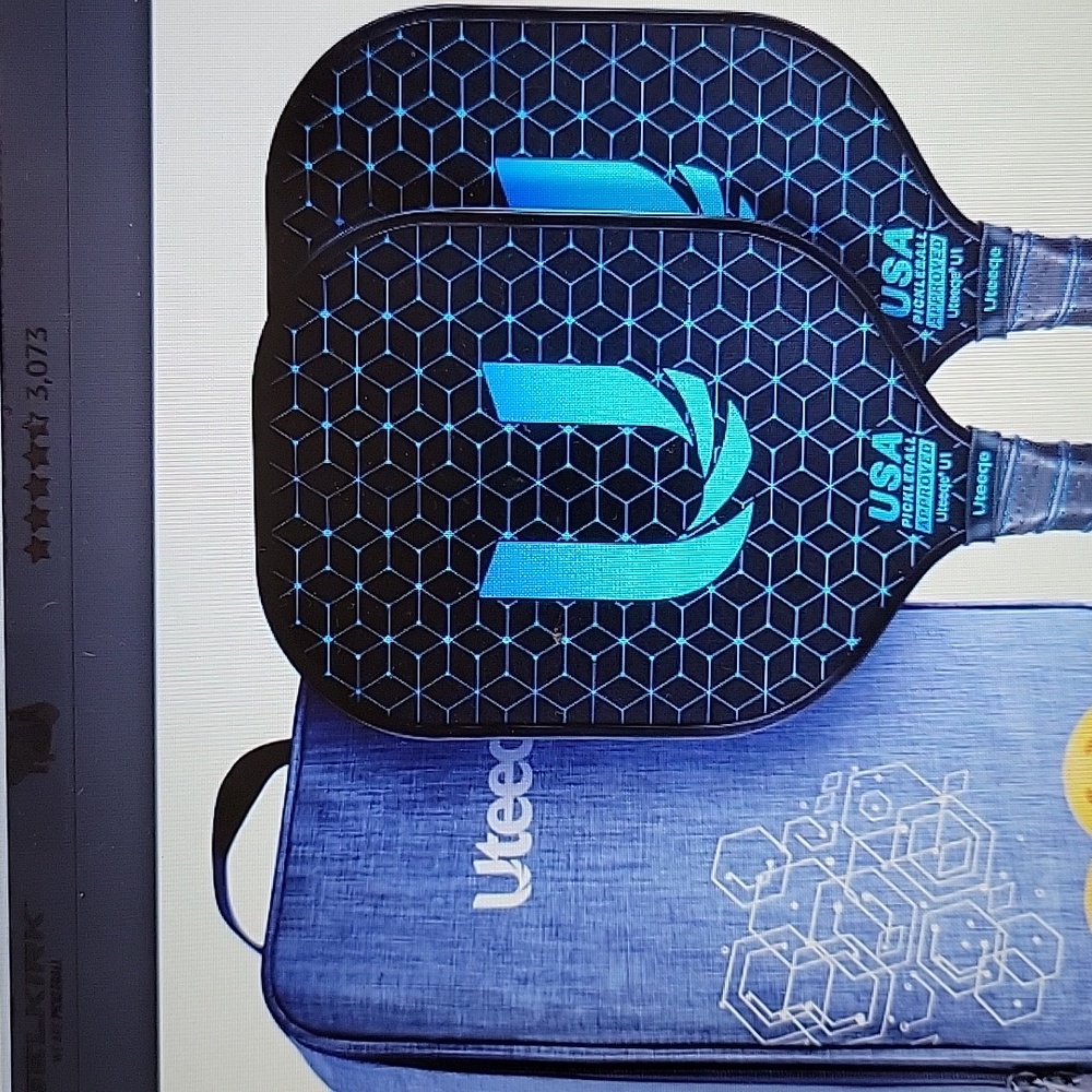 UTEEQE Pickleball Paddles Set of 2 & bag graphite surface high grit & spin New